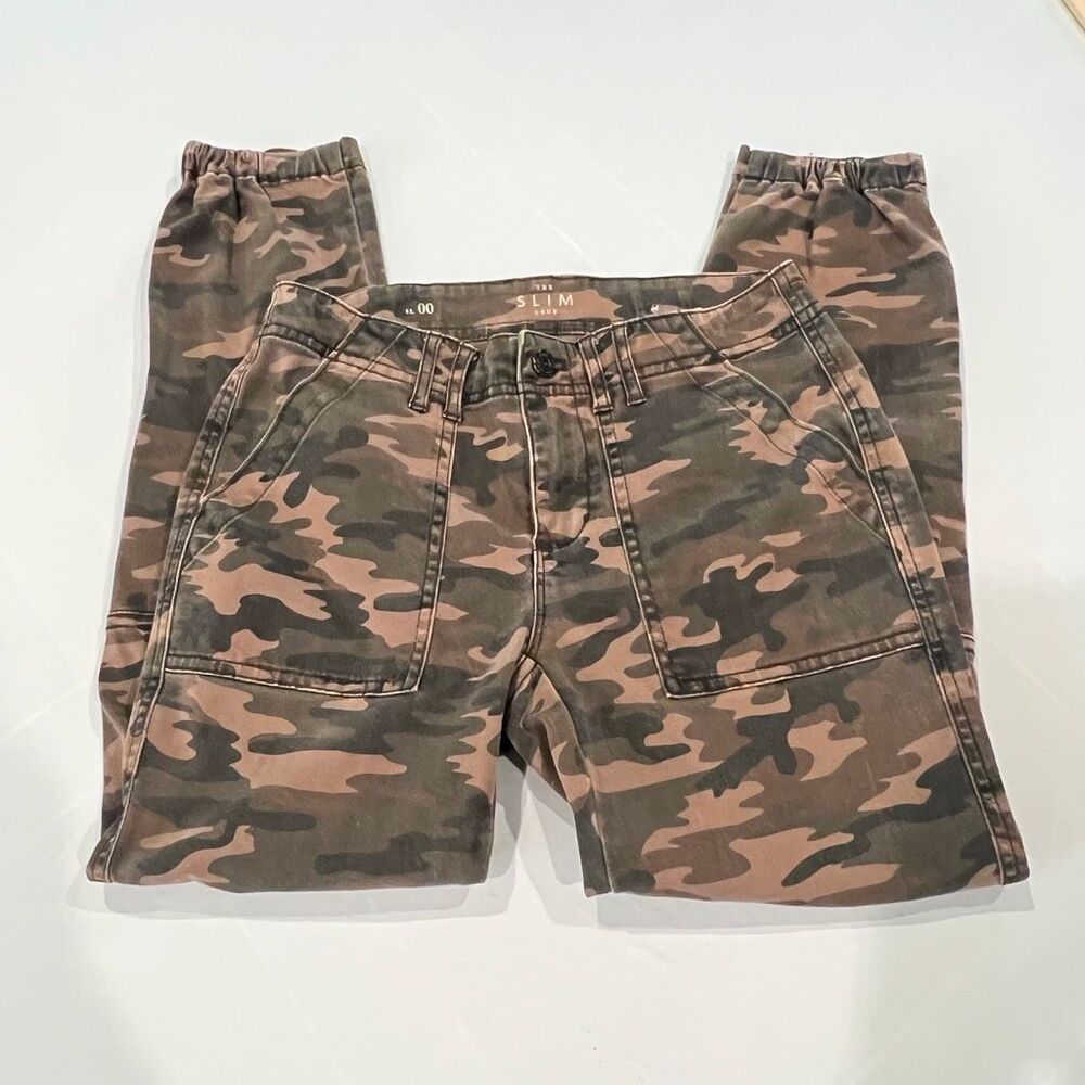 White House Black Market Womens The Slim Crop Camo Jogger Pants Multicolor Sz 00